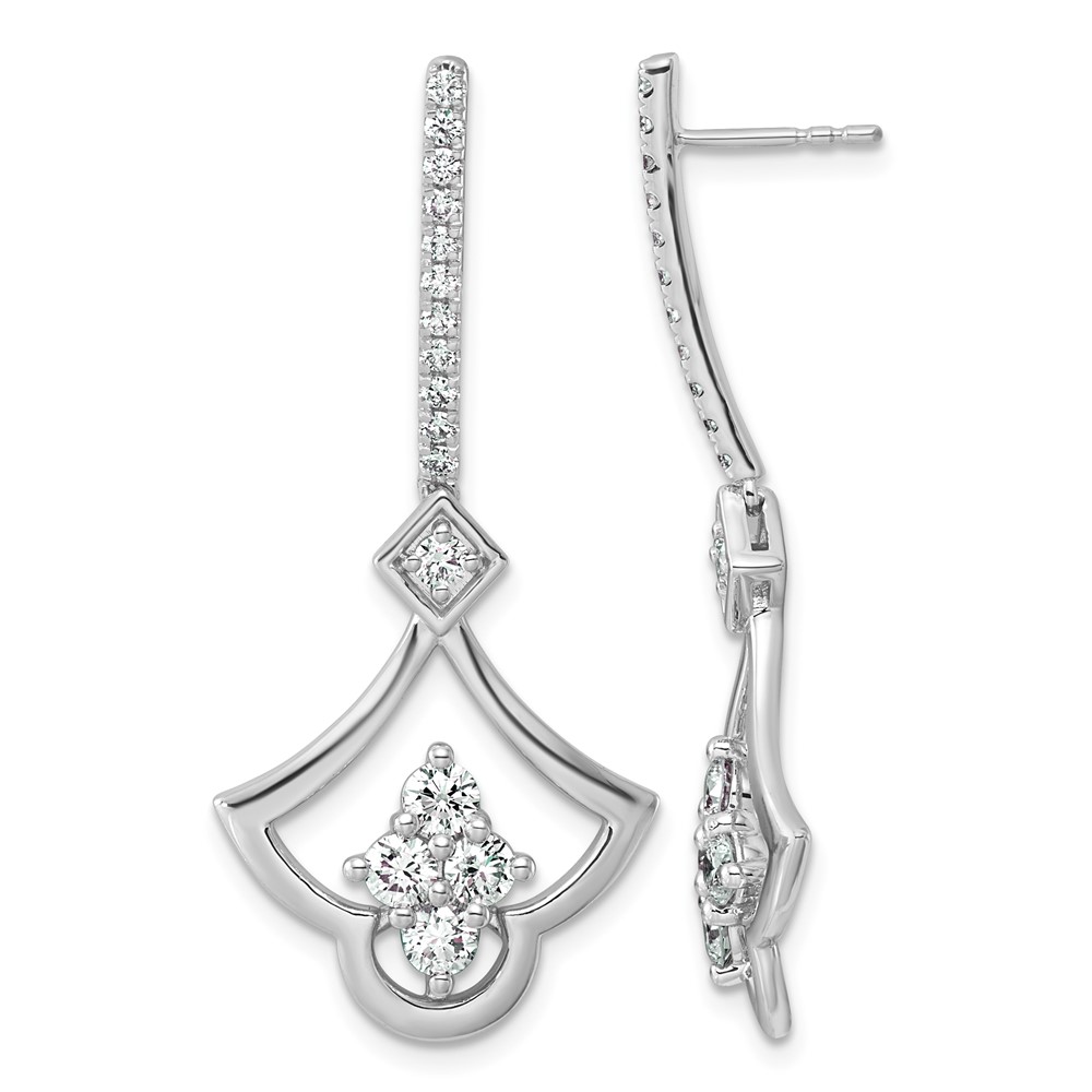 14K White Gold Lab Grown Diamond VS+ F+ Post Dangle Earrings