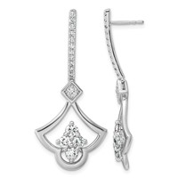 14K White Gold Lab Grown Diamond VS+ F+ Post Dangle Earrings view 1