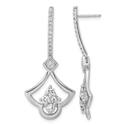 14K White Gold Lab Grown Diamond VS+ F+ Post Dangle Earrings