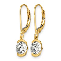 14K Yellow Gold 2ct Round Half Bezel Set Lab Grown Diamond VS+ F+ Leverback Earrings view 2