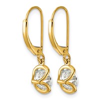 14K Yellow Gold 2ct Round Half Bezel Set Lab Grown Diamond VS+ F+ Leverback Earrings view 3