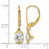14K Yellow Gold 2ct Round Half Bezel Set Lab Grown Diamond VS+ F+ Leverback Earrings view 4