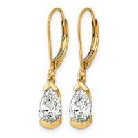 14K Yellow Gold 2ct Pear Half Bezel Set Lab Grown Diamond VS+ F+ Leverback Earrings view 2