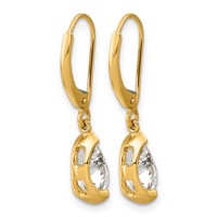 14K Yellow Gold 2ct Pear Half Bezel Set Lab Grown Diamond VS+ F+ Leverback Earrings view 3