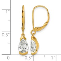 14K Yellow Gold 2ct Pear Half Bezel Set Lab Grown Diamond VS+ F+ Leverback Earrings view 4