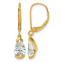 14K Yellow Gold 2ct Pear Half Bezel Set Lab Grown Diamond VS+ F+ Leverback Earrings view 1
