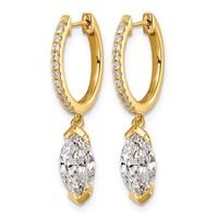 14K Yellow Gold Marquise Bezel Dangle Lab Grown Diamond VS+ F+ Hoop Earrings view 2