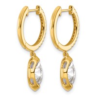 14K Yellow Gold Marquise Bezel Dangle Lab Grown Diamond VS+ F+ Hoop Earrings view 3