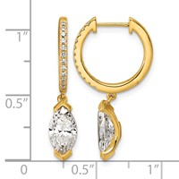 14K Yellow Gold Marquise Bezel Dangle Lab Grown Diamond VS+ F+ Hoop Earrings view 4
