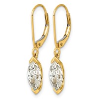 14K Yellow Gold 2ct Marquise Half Bezel Set Lab Grown Dia VS+ F+ Leverback Earrings view 2