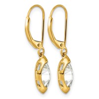 14K Yellow Gold 2ct Marquise Half Bezel Set Lab Grown Dia VS+ F+ Leverback Earrings view 3