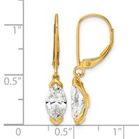 14K Yellow Gold 2ct Marquise Half Bezel Set Lab Grown Dia VS+ F+ Leverback Earrings view 4