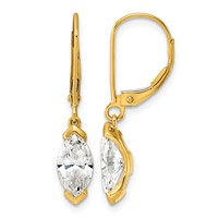 14K Yellow Gold 2ct Marquise Half Bezel Set Lab Grown Dia VS+ F+ Leverback Earrings view 1