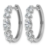 14K White Gold WG Lab Grown Dia VS+ F+ Fancy Shape 2.62ct Complete Hoop Earrings view 2