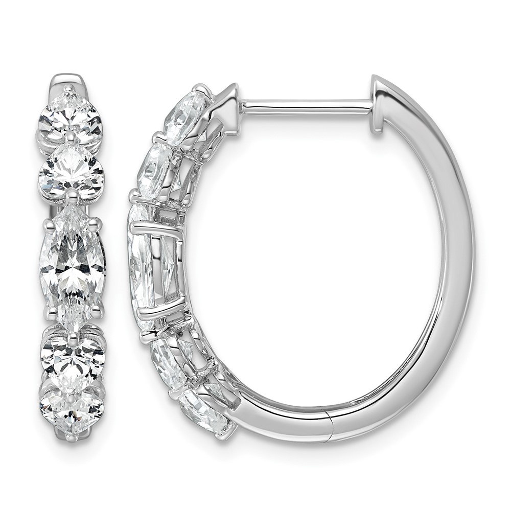 14K White Gold WG Lab Grown Dia VS+ F+ Fancy Shape 2.62ct Complete Hoop Earrings