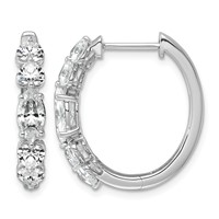 14K White Gold WG Lab Grown Dia VS+ F+ Fancy Shape 2.62ct Complete Hoop Earrings view 1