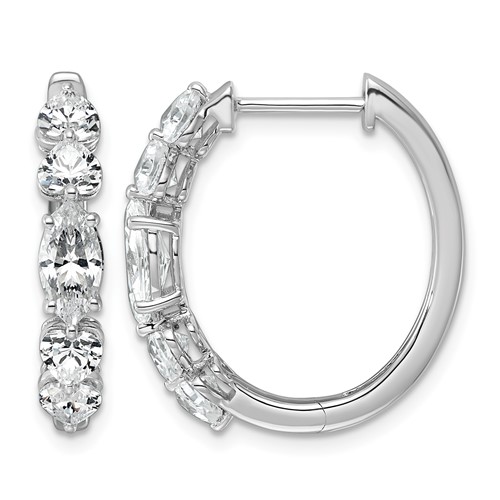 14K White Gold WG Lab Grown Dia VS+ F+ Fancy Shape 2.62ct Complete Hoop Earrings