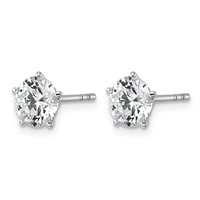 14K White Gold 2 Carat Certified 8X Lab Grown Diamond VS+ F+ Five Prong Round Complete Stud Earrings view 2