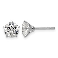 14K White Gold 2 Carat Certified 8X Lab Grown Diamond VS+ F+ Five Prong Round Complete Stud Earrings view 1