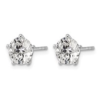 14K White Gold 3 Carat Certified 8X Lab Grown Diamond VS+ F+ Five Prong Round Complete Stud Earrings view 2