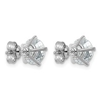 14K White Gold 3 Carat Certified 8X Lab Grown Diamond VS+ F+ Five Prong Round Complete Stud Earrings view 3