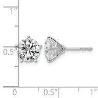 14K White Gold 3 Carat Certified 8X Lab Grown Diamond VS+ F+ Five Prong Round Complete Stud Earrings view 4