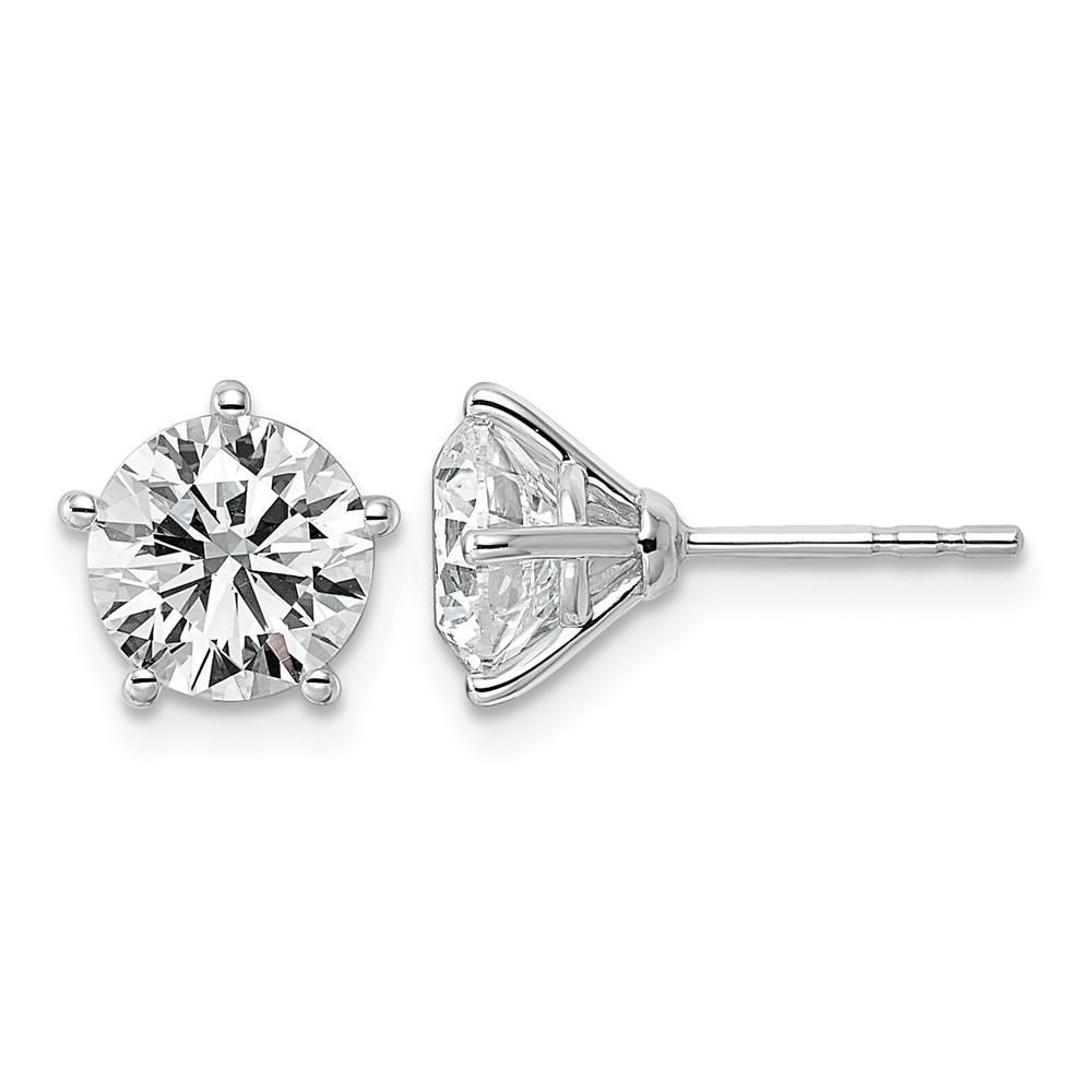 14K White Gold 3 Carat Certified 8X Lab Grown Diamond VS+ F+ Five Prong Round Complete Stud Earrings