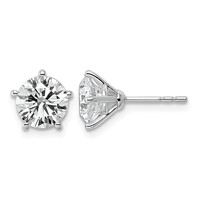 14K White Gold 3 Carat Certified 8X Lab Grown Diamond VS+ F+ Five Prong Round Complete Stud Earrings view 1