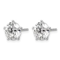 14K White Gold 4 Carat Certified 8X Lab Grown Diamond VS+ F+ Five Prong Round Complete Stud Earrings view 2