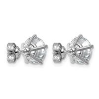 14K White Gold 4 Carat Certified 8X Lab Grown Diamond VS+ F+ Five Prong Round Complete Stud Earrings view 3
