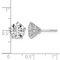 14K White Gold 4 Carat Certified 8X Lab Grown Diamond VS+ F+ Five Prong Round Complete Stud Earrings view 4