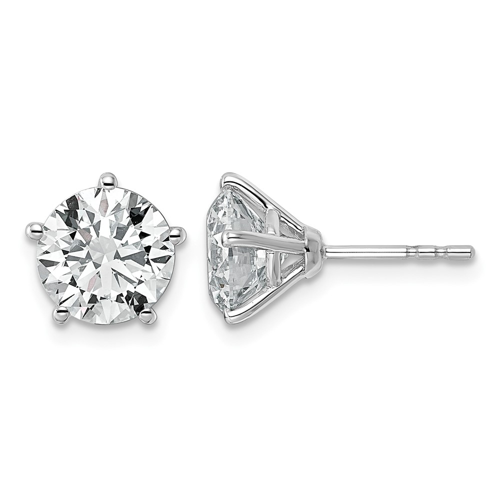 14K White Gold 4 Carat Certified 8X Lab Grown Diamond VS+ F+ Five Prong Round Complete Stud Earrings