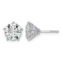 14K White Gold 4 Carat Certified 8X Lab Grown Diamond VS+ F+ Five Prong Round Complete Stud Earrings view 1
