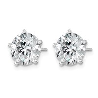 14K White Gold 5 Carat Certified 8X Lab Grown Diamond VS+ F+ Five Prong Round Complete Stud Earrings view 2