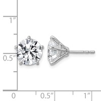 14K White Gold 5 Carat Certified 8X Lab Grown Diamond VS+ F+ Five Prong Round Complete Stud Earrings view 4