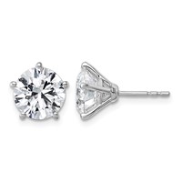 14K White Gold 5 Carat Certified 8X Lab Grown Diamond VS+ F+ Five Prong Round Complete Stud Earrings view 1