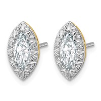 10K Earrings with Rhodium Lab Grown VS+ F+ Marquise Center Diamond view 2