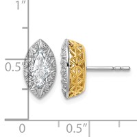 10K Earrings with Rhodium Lab Grown VS+ F+ Marquise Center Diamond view 4