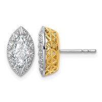 10K Earrings with Rhodium Lab Grown VS+ F+ Marquise Center Diamond view 1