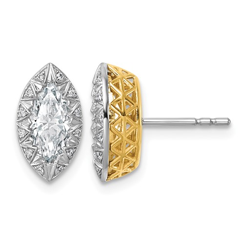 10K Earrings with Rhodium Lab Grown VS+ F+ Marquise Center Diamond