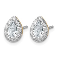 10K Earrings with Rhodium Lab Grown VS+ F+ Pear Center Diamond view 2