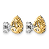 10K Earrings with Rhodium Lab Grown VS+ F+ Pear Center Diamond view 3