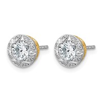 10K Earrings with Rhodium Lab Grown VS+ F+ Round Center Diamond view 2