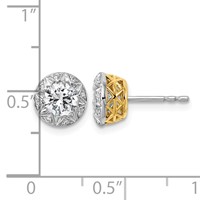 10K Earrings with Rhodium Lab Grown VS+ F+ Round Center Diamond view 4