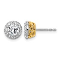 10K Earrings with Rhodium Lab Grown VS+ F+ Round Center Diamond view 1
