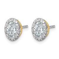 10K Earrings with Rhodium Lab Grown VS+ F+ Oval Center Diamond view 2