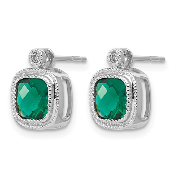 10kw Created Emerald & Diamond Earrings