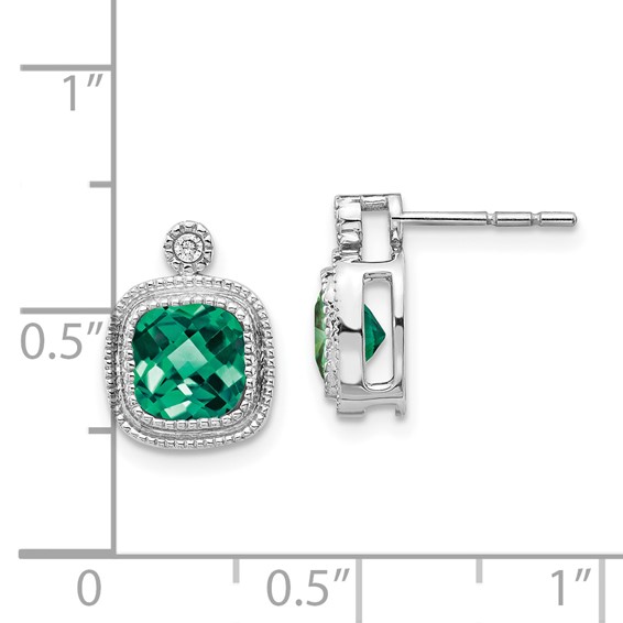 10kw Created Emerald & Diamond Earrings