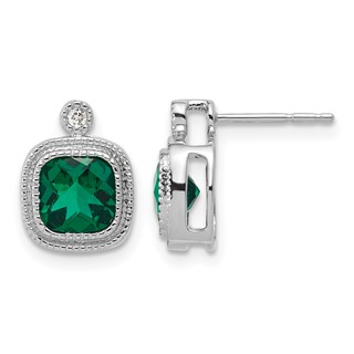 10kw Created Emerald & Diamond Earrings