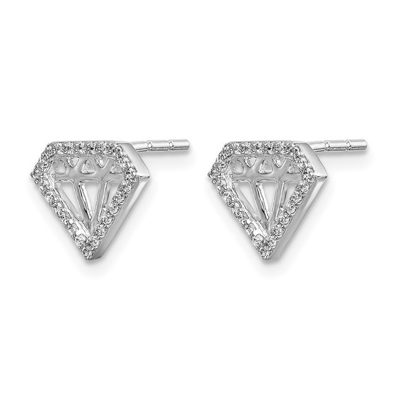 14k White Gold 1/8 carat Diamond Gemstone-Shaped Post Earrings